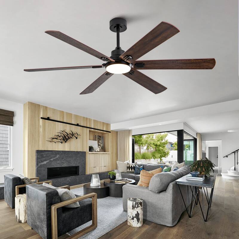 60" Ceiling Fan with Light, Remote Control, Dimmable LED, 6-Speed Quiet DC Motor