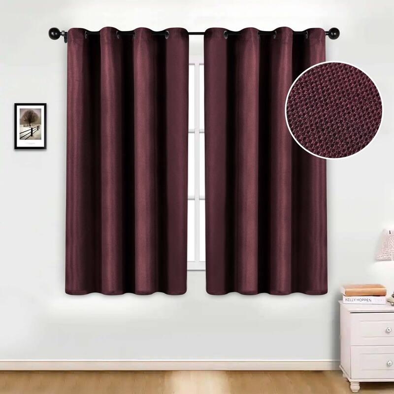 Superior Jaxon Washable Room Darkening Curtains, Set of 2 Panels - 52" x 63" - Mulberry