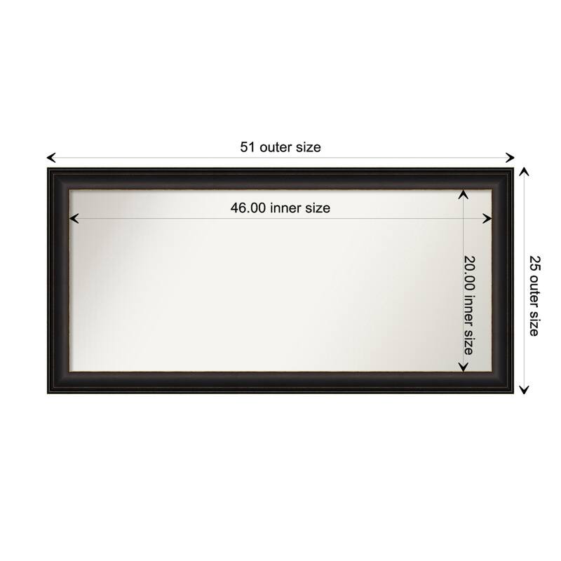 Trio Oil Rubbed Bronze Framed Non-Beveled Custom Wall Mirror, Bathroom Vanity Mirror - Outer Size: 50.5 x 24.5