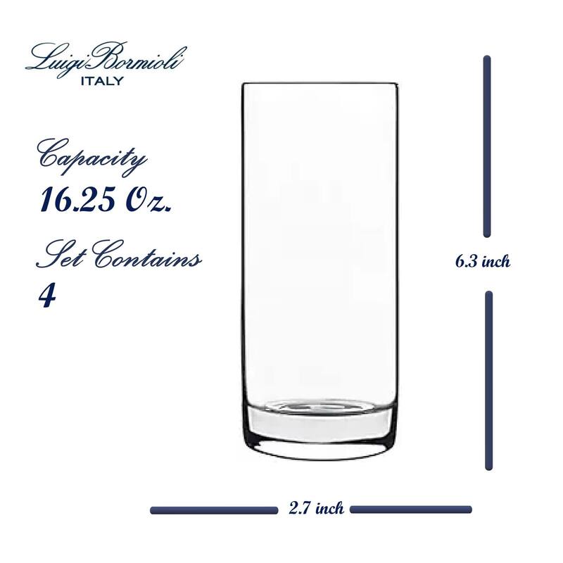 Luigi Bormioli Classico 16.5 oz. Beverage/Hiball Tumbler Glass,Set of 4