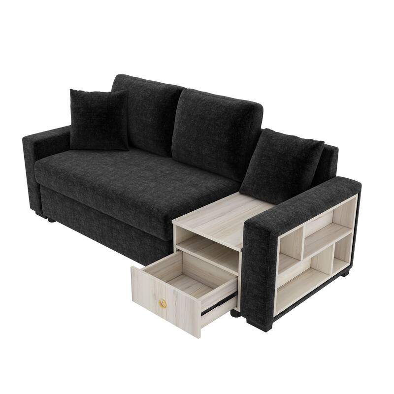 Christopher Knight Home - Havencrest 79.3" Modern Upholstered Modular Loveseat with Storage Armrest Center Console