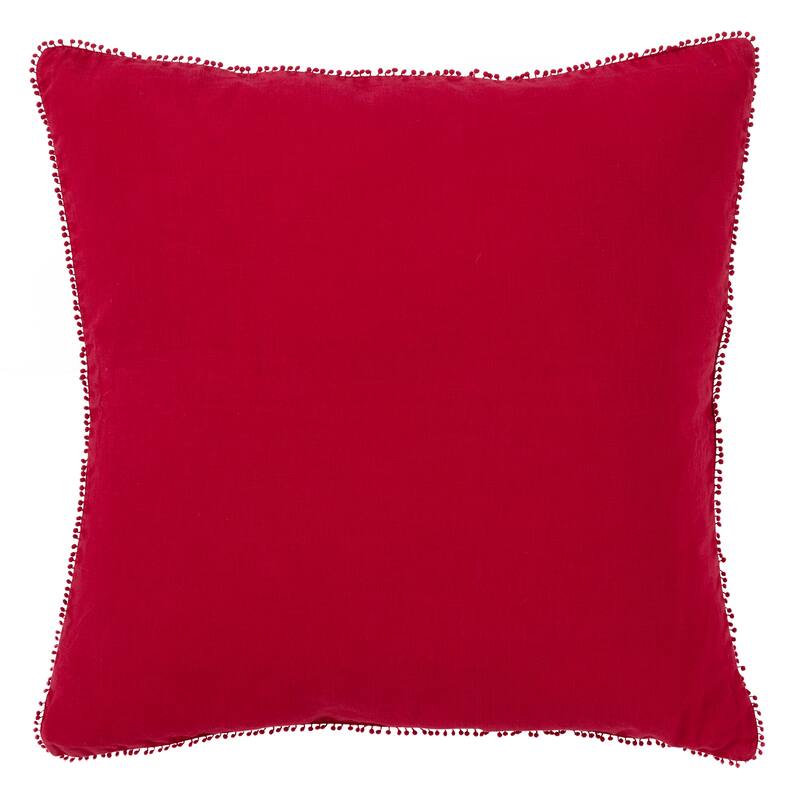 Pom Pom Design Throw Pillow - Feather Down - Red - 20"x20"