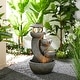 preview thumbnail 3 of 19, Glitzhome 32"H 4-Tiered Zen Pagoda Polyresin LED Lighted Outdoor Floor Water Fountain