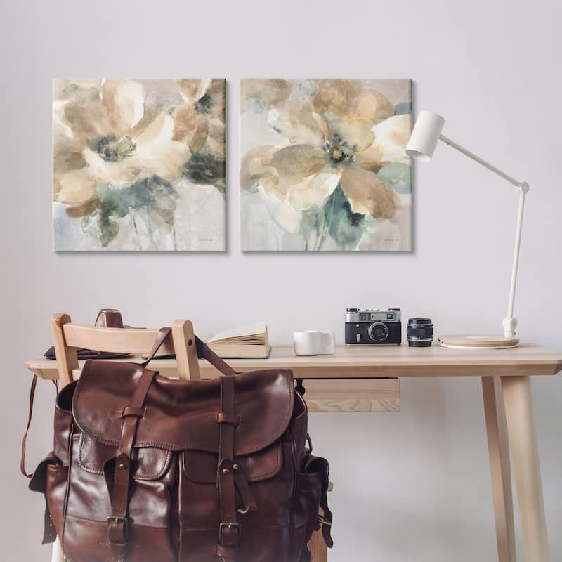 Stupell Abstract Beige Flowers 2 Piece Canvas Wall Art Set Design by Danhui Nai