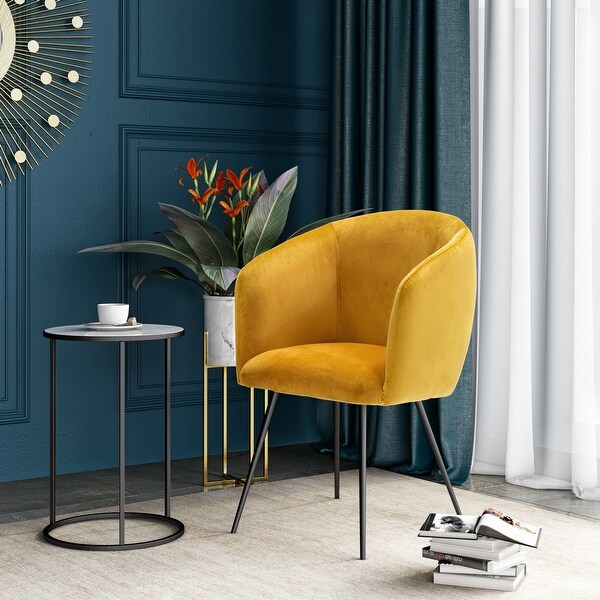 Modrest Luzerne Modern Yellow Velvet Dining Chair Bed Bath Beyond 33394546