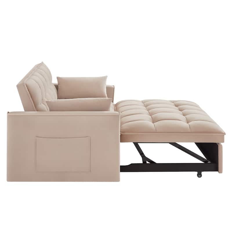 Convertible Loveseat Sleeper Sofa Bed, Couch Settee with Pillows, 2-Seater Sofa with Armrests and Storage Pockets