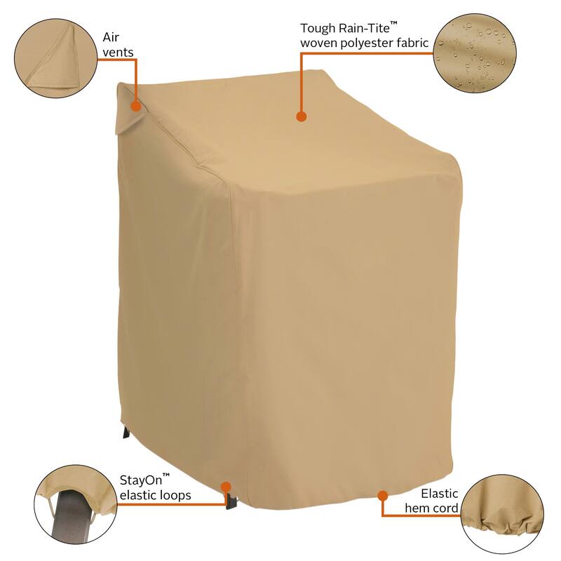 Classic Accessories Terrazzo Water-Resistant 26 Inch Stackable Patio Chair Cover