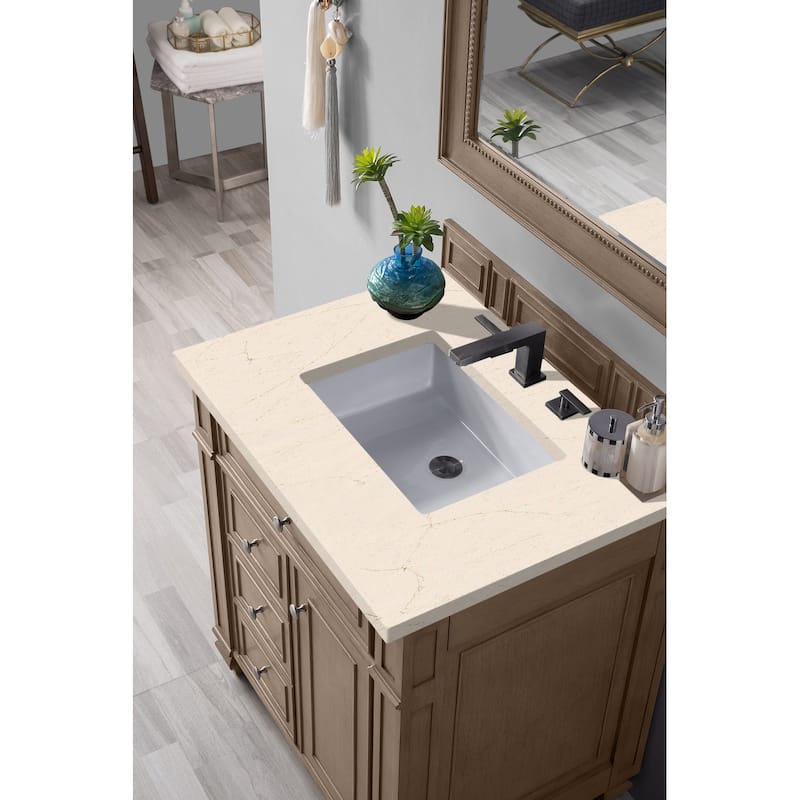 James Martin Vanities Bristol 30" Single Vanity, Whitewashed Walnut - Eternal Marfil Quartz