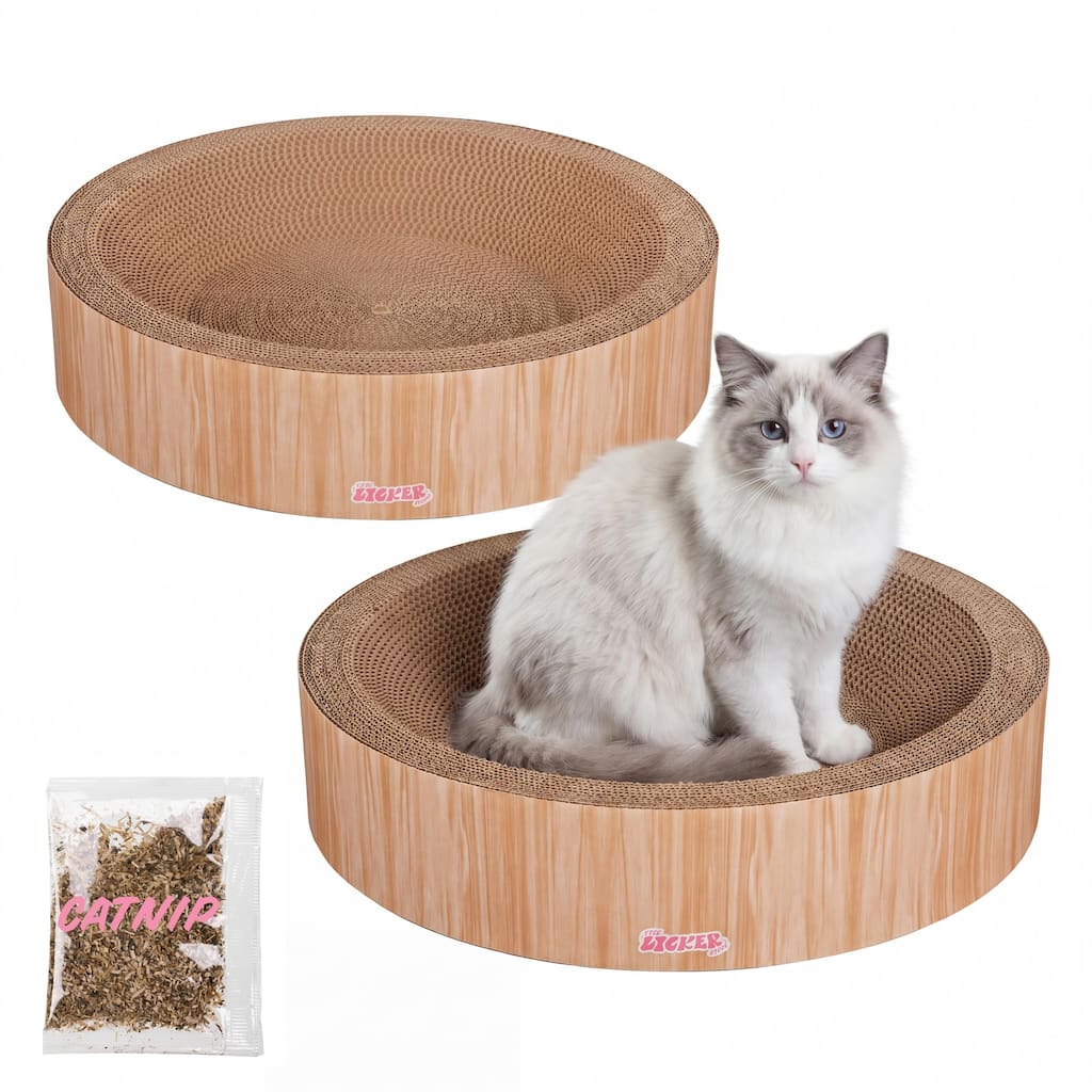 Daisy Modern Cardboard Bowl Cat Scratcher with Catnip (Set of 2)