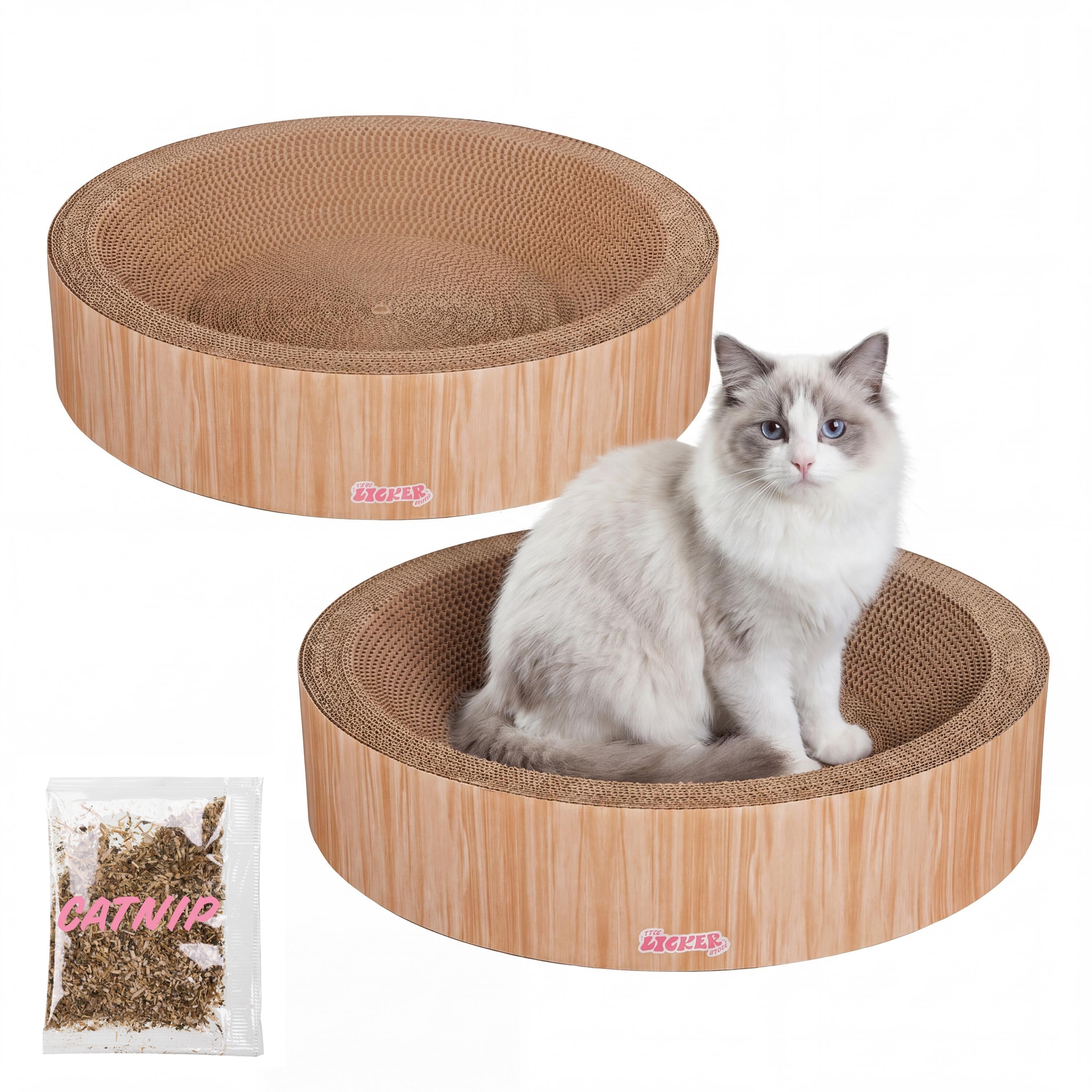 Daisy Modern Cardboard Bowl Cat Scratcher with Catnip (Set of 2)
