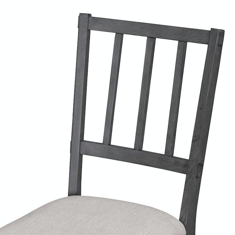 5-Piece Rustic Charm Round Dining Set - 3 Upholstered Chairs with Curved Bench