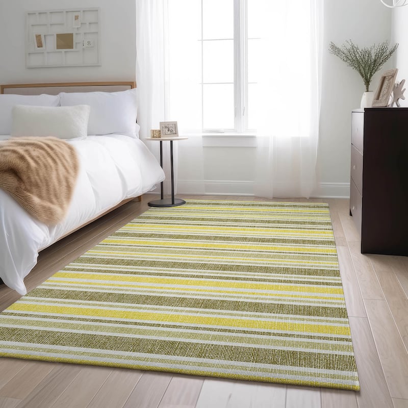 Premium Washable Super Soft Modern Cabana Stripe Mayfield Rug - Khaki - 8' x 10' - Rectangle