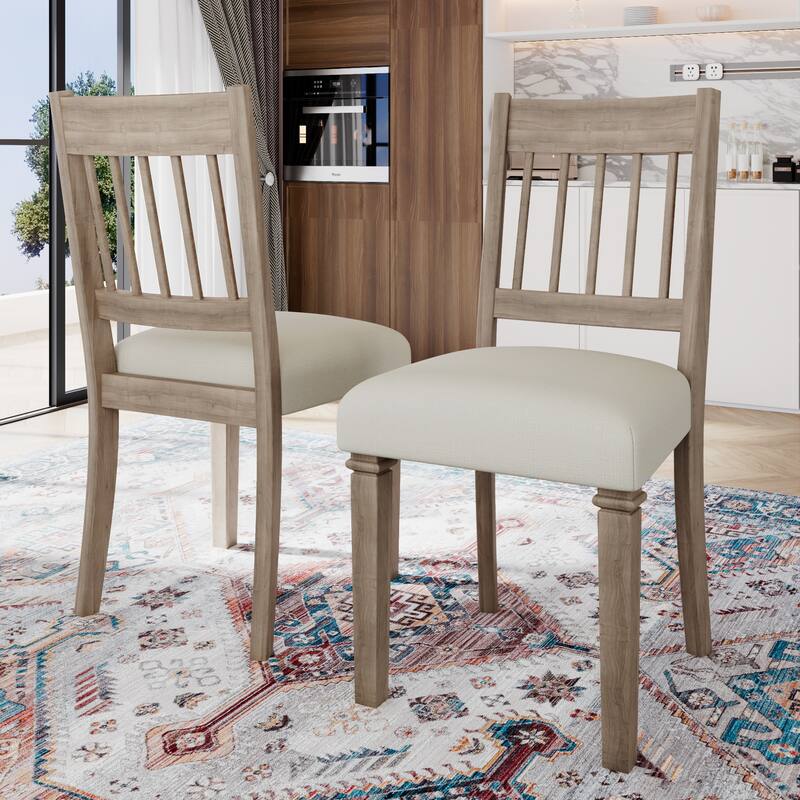 Roomfitters 6-Piece Retro Dining Room Set, Wooden Rectangular Table with 4 Upholstered Chairs and Bench, Space Saving