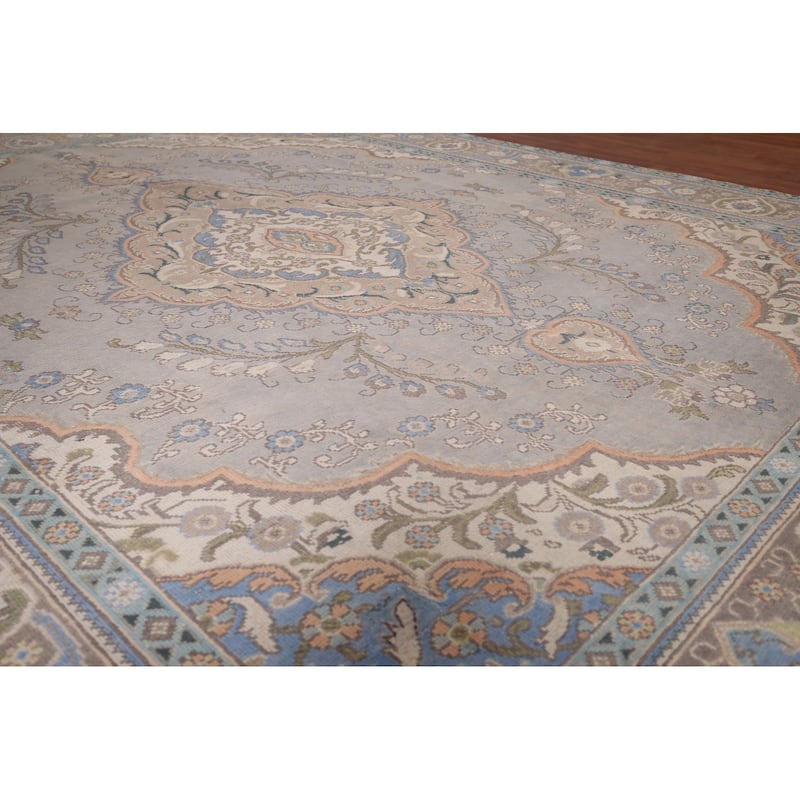 Gray Tabriz Persian Vintage Area Rug Handmade Traditional Wool Carpet - 8'5"x 11'2"
