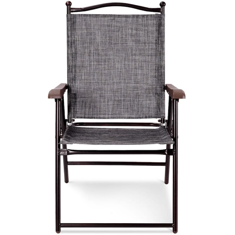 Costway Set of 2 Patio Folding Sling Back Chairs Camping Deck Garden - Set of 2