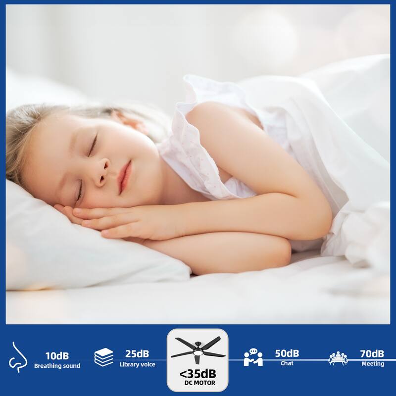 Moasis Ceiling Fan 54" Ceiling Fan 5 Blade Ceiling Fans Reversible 6 Speeds w/Quiet DC Motor