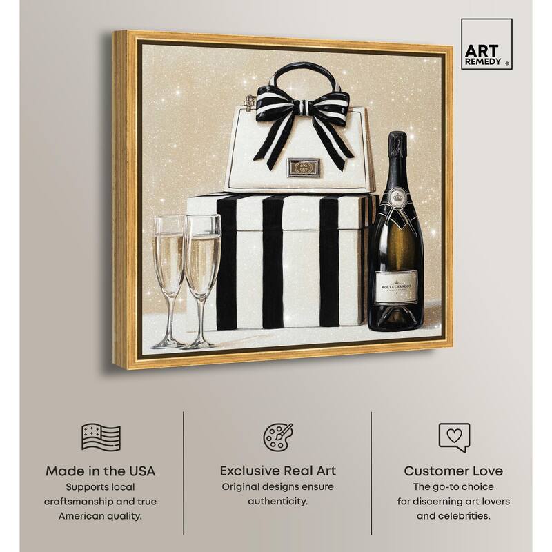 Black and White Striped Glam Canvas by Art Remedy