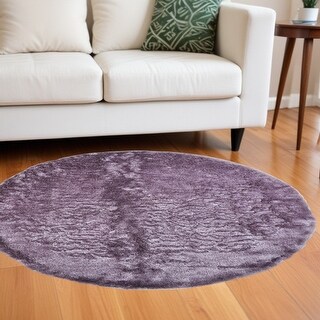 Purple Roung Rug HomeRoots 8' Purple Round Shag Tufted Handmade Area Rug - 8' Round ...