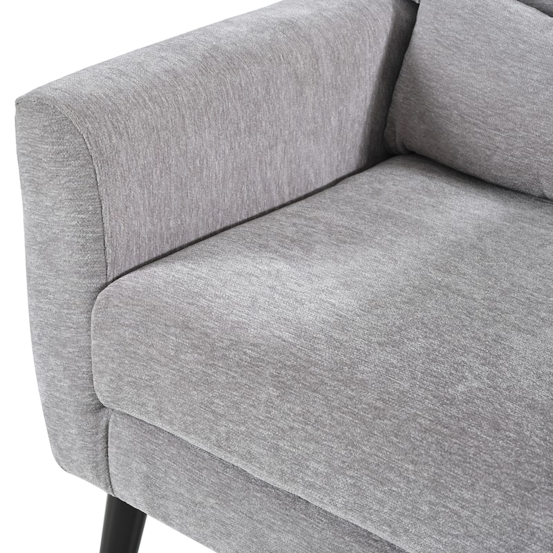 Grey Modern 24.21" Upholstered Button Tufted Arm Chair with Wood Legs for Living Room