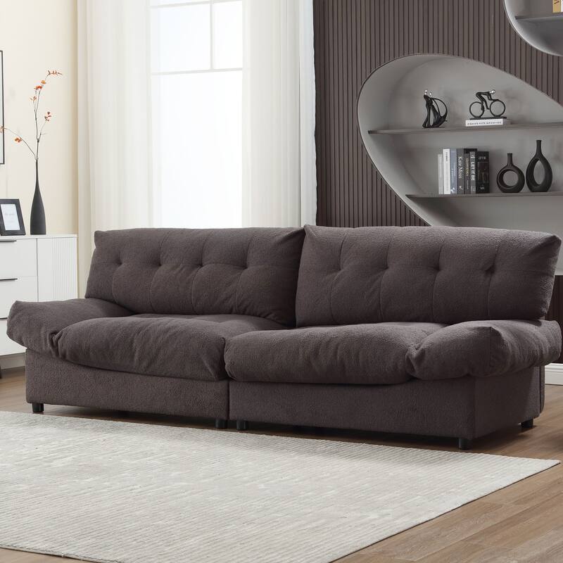 Cloud Style Sofa, Teddy Velvet Fabric, Comfy Padded Cloud Couch for Living Room, Apartment