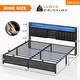 preview thumbnail 44 of 67, Upholstered Bed Frame with Storage Shelving, Platform Beds with Charge Station and LED Lights