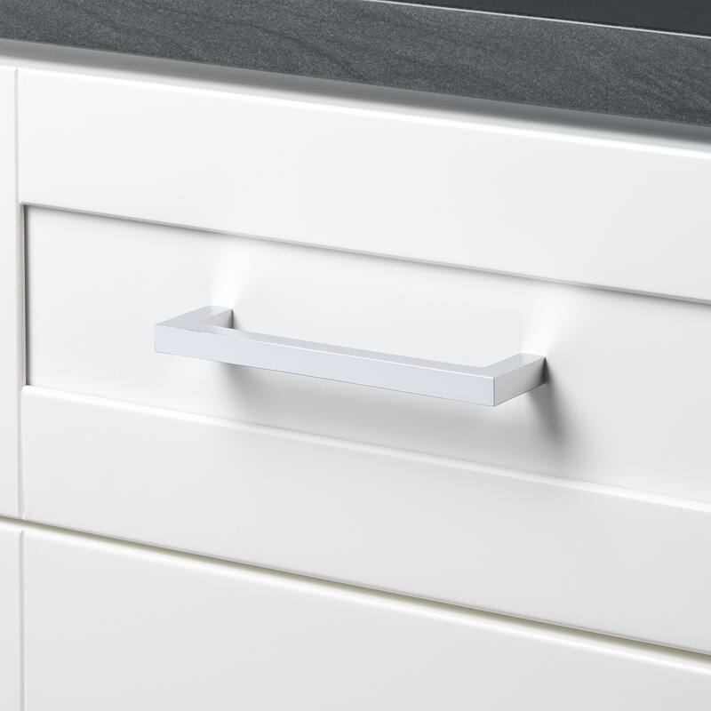 GlideRite 5-Pack 6-5/16 in. CC Polished Chrome Solid Square Bar Pulls - Polished Chrome