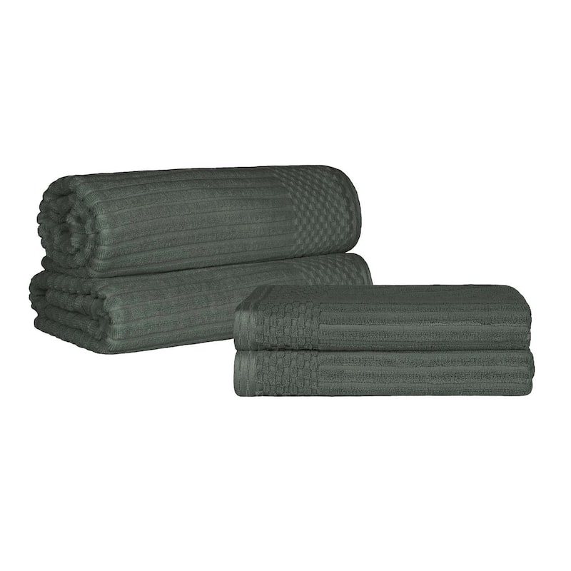 Superior Ribbed Cotton Absorbent Heavyweight Bath Sheet and Bath Towel Set