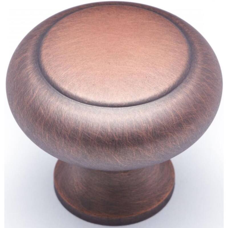 RK International CK 91 Plain 1-1/4" Solid Metal Mushroom Cabinet / - Distressed Copper