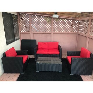 Kinbor 4-piece Outdoor Patio Furniture Set Wicker Chat Set Sectional Sofa w/ Cushions