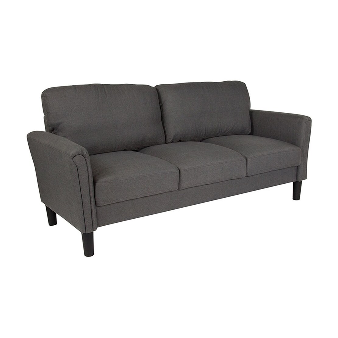 Offex Contemporary Upholstered Sofa Couch With Oversized Back Cushion In Dark Gray Fabric