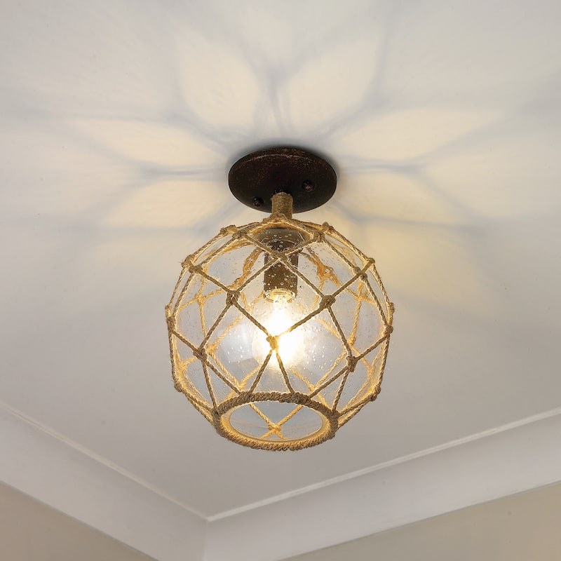 Wry Lighting Haddoc 1-light Semi-Flush Mount in Burnished Chestnut