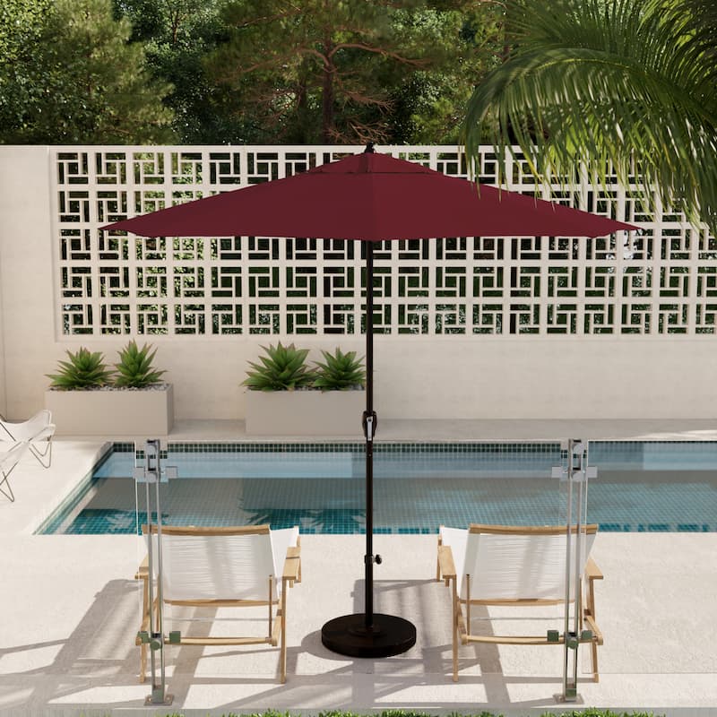 North Bend 9-foot Crank Open Auto-tilt Bronze Finish Patio Umbrella by Havenside Home (Base not included) - Burgundy