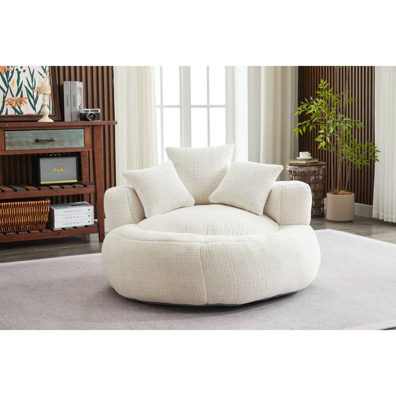 Foam Bean Bag Chairs for Adults/Teens with Filling,Bean Bag Lazy Sofa with Ultra Soft Chenille Cover,Round Bean Bag,Indo