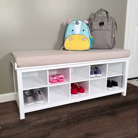 John Louis Home Solid Wood Shoe Storage Bench White