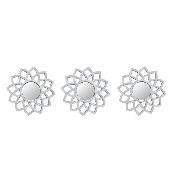 Shop Set Of 3 Arched Floral Matte White Wall Mirrors 9 5