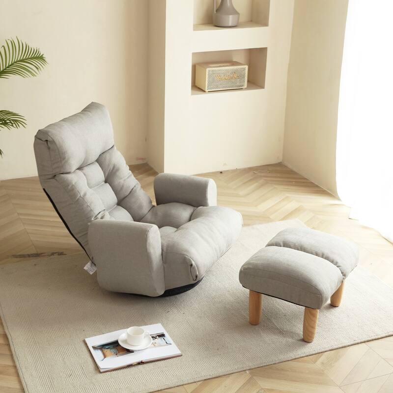 360 degree Rotatable Adjustable Floor Gaming Sofa Chair - Grey
