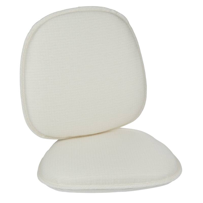 Klear Vu Gripper Non-Slip Mid Century Modern Shell Dining Chair Upholstered Cushion - Ivory - Set of 2