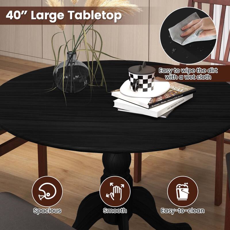 Costway Rustic Dining Table Wooden Dining Table with Round Tabletop & - See Details