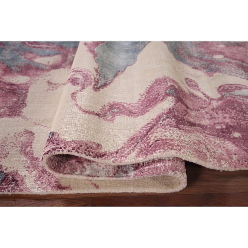Contemporary Abstract Indian Area Rug Handmade Wool Carpet - 5'1"x 8'0"
