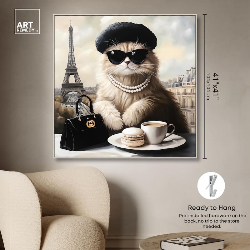 Cat in Paris Treats Canvas by Art Remedy