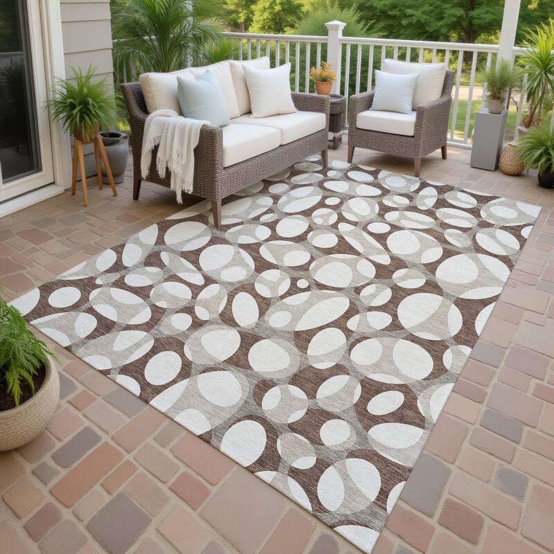 Machine Washable Indoor/ Outdoor Contemporary Saline Chantille Rug - Chocolate - 2'6" x 3'10"