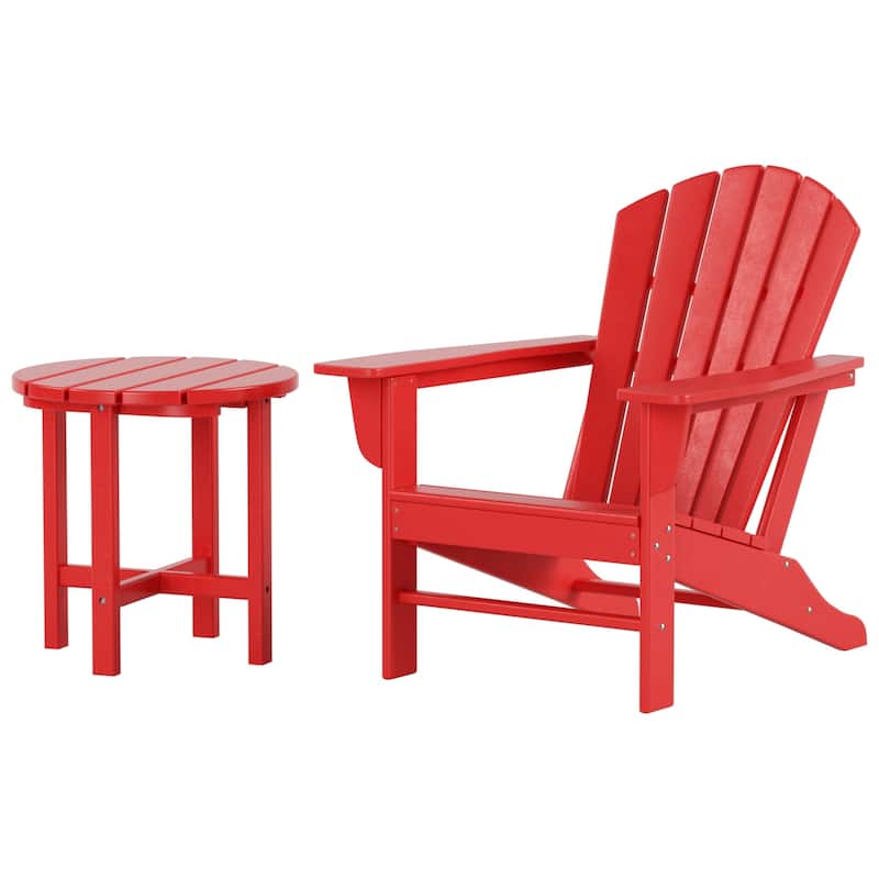 Altura Outdoor Eco-Friendly All Weather Adirondack Chair with Side Table (2-Piece Set)