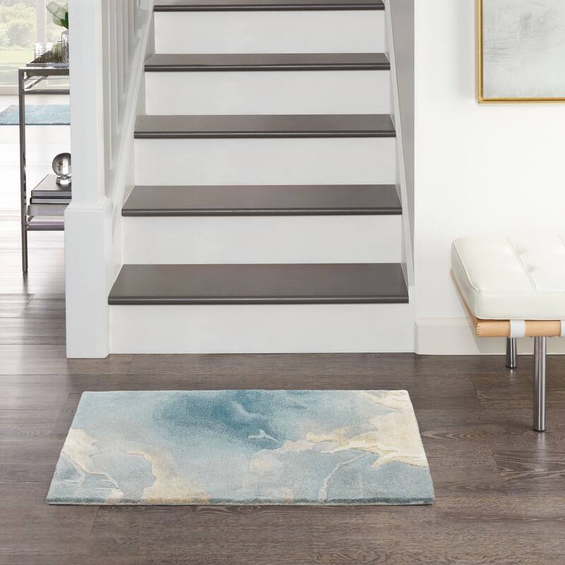 Nourison Home Prismatic Indoor only Blue Abstract Area Rug