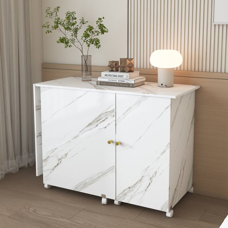 Anmytek Space Saving Folding Sewing Machine Desk with Storage Mobile Craft Table