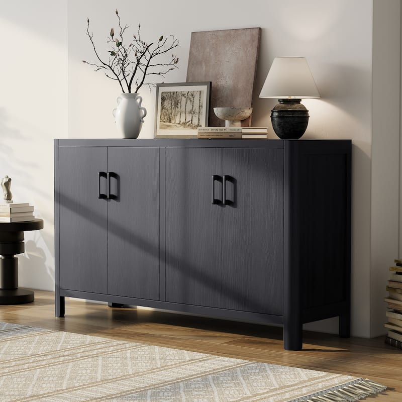Roomfitters Farmhouse 4-Door Storage Cabinet, Rustic Accent Sideboard for Entryway, Living Room or Dining