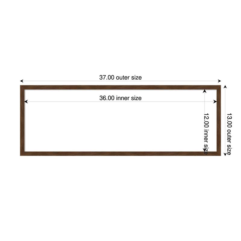 Amanti Art Carlisle Blonde Narrow Framed Dry Erase Magnetic Board - 37 x 13 in - Carlisle Brown Narrow