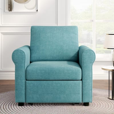 3-in-1 Convertible Accent Chair Adjust Backrest Single Sofa Bed, Teal