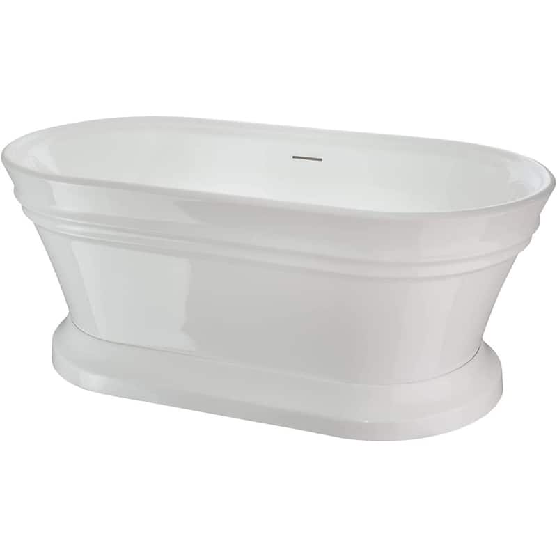 Vanity Art 59" Freestanding Acrylic Soaking Bathtub with Overflow & Pop-up Drain