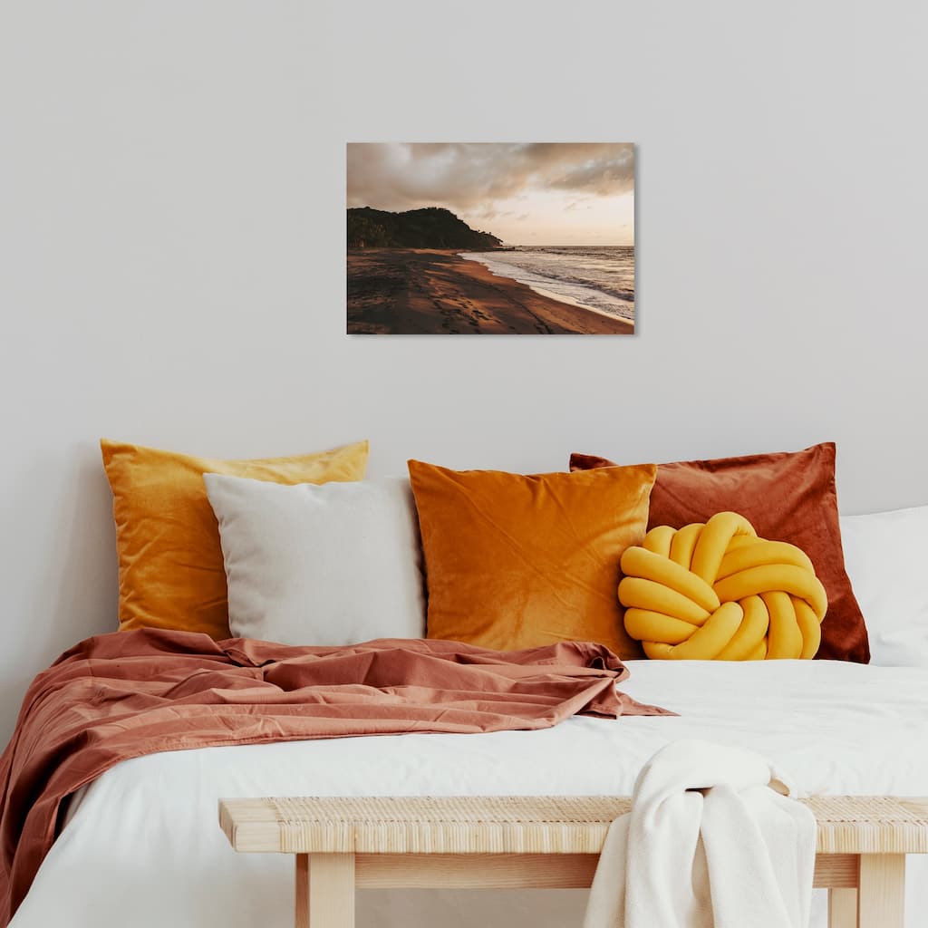 Wynwood Studio Canvas Nautical and Coastal Beach at Sundown II Brown and Nautical & Coastal Wall Art Canvas Print