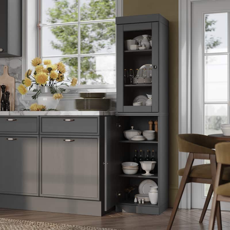 100% Solid Wood 16.5" Kitchen Pantry Cabinet with Doors by Palace Imports